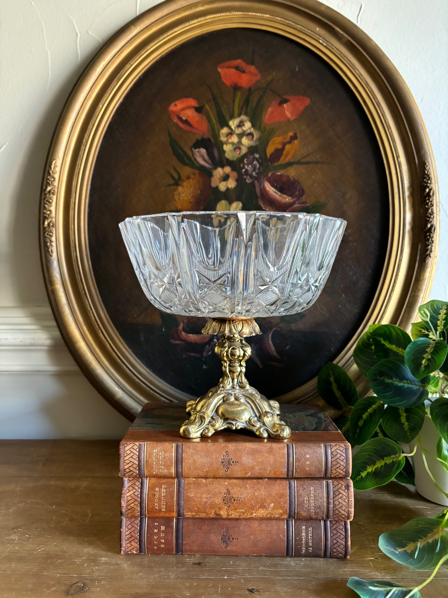 Ornate footed crystal bowl