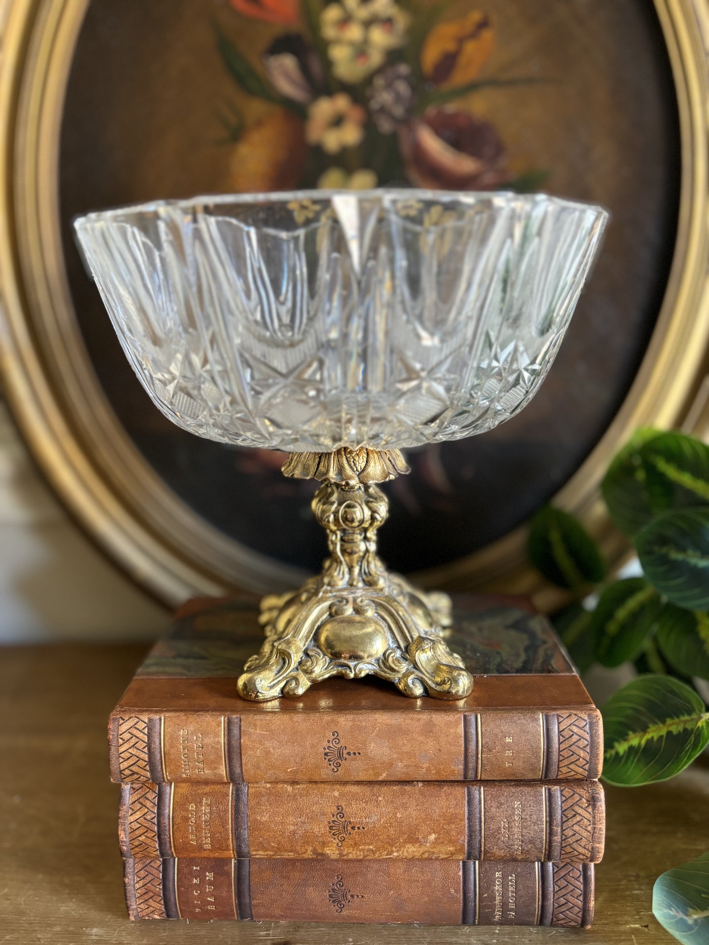 Ornate footed crystal bowl