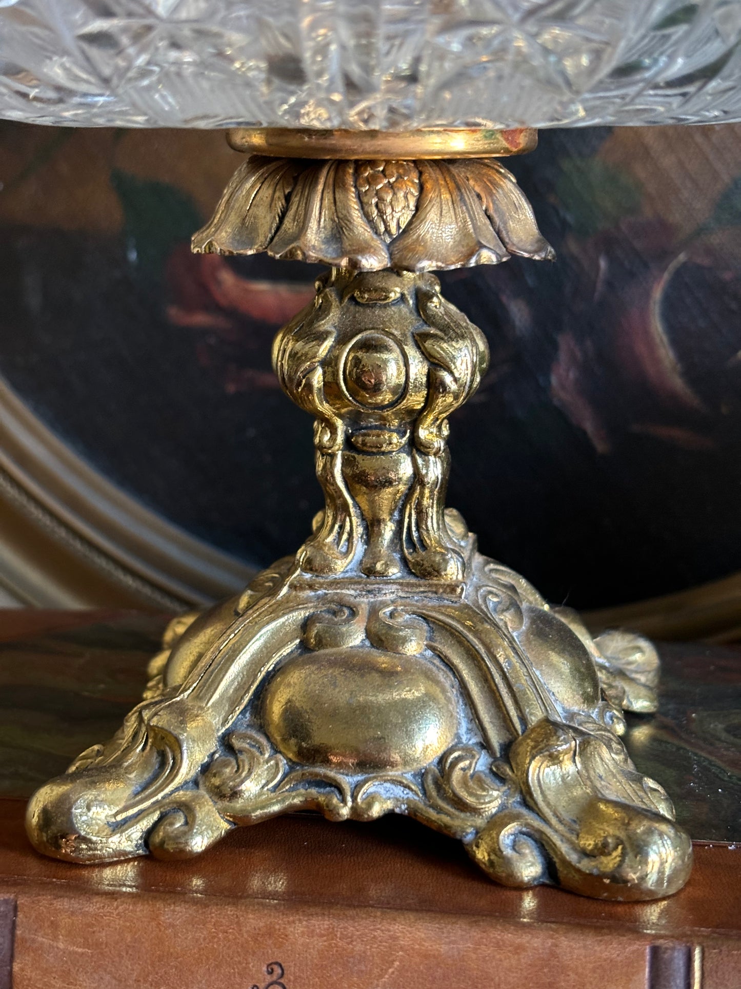 Ornate footed crystal bowl